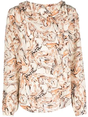 ISABEL MARANT Tiphaine marble-print silk blouse - Neutrals