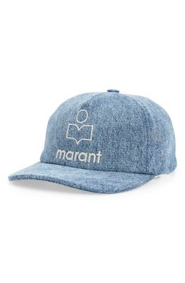 Isabel Marant Tyron Logo Denim Baseball Cap in Light Blue
