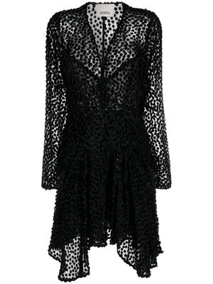 ISABEL MARANT Usmara appliqué-detail sheer minidress - Black