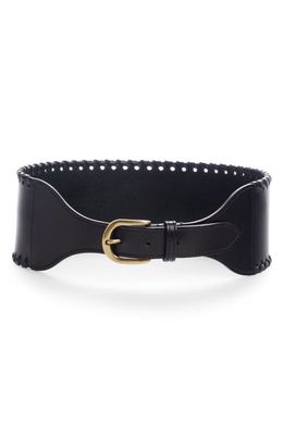 Isabel Marant Woma Whipstitch Leather Belt in Black