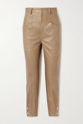 Isabel Marant - Xiamao Leather Tapered Pants - Brown