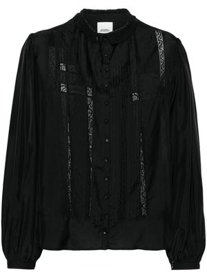 ISABEL MARANT Zayen sheer-lace silk blouse - Black