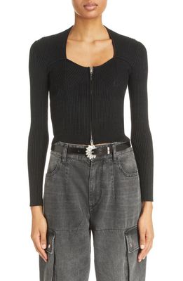 Isabel Marant Zelie Rib Bustier Merino Wool Blend Sweater in Black