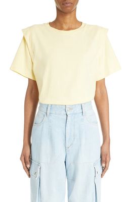 Isabel Marant Zelitos Short Sleeve Cotton T-Shirt in Light Yellow