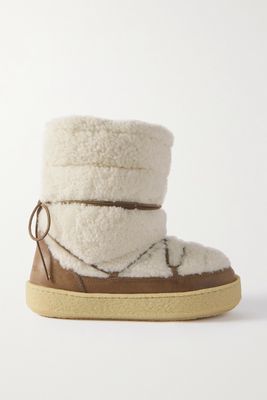 Isabel Marant - Zimlee Shearling And Leather Ankle Boots - Ecru