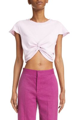 Isabel Marant Zineae Modern Twist Crop Cotton T-Shirt in Light Pink
