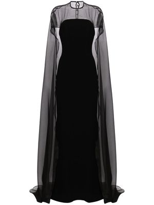 Isabel Sanchis cape-overlay silk gown - Black