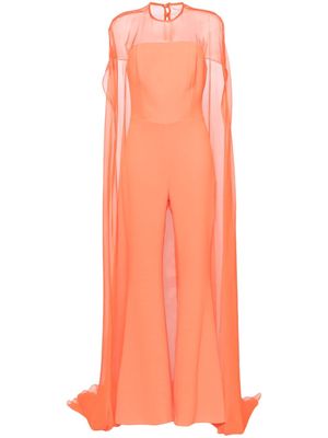 Isabel Sanchis cape-overlay silk jumpsuit - Orange