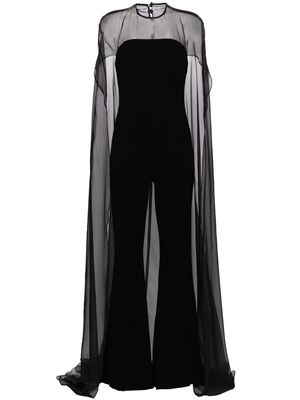 Isabel Sanchis cape-overlay train jumpsuit - Black