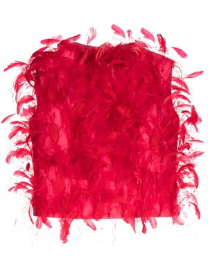 Isabel Sanchis feather-embellished silk tank top - Red