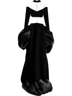 Isabel Sanchis oversized-bow fishtail gown dress - Black