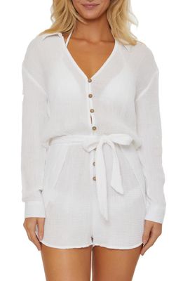 Isabella Rose Daydreamer Long Sleeve Cover-Up Romper in Cloud 