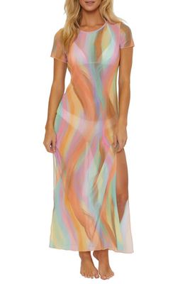 Isabella Rose Newport Dune Mesh Cover-Up Maxi Dress in Light Blue Multi 