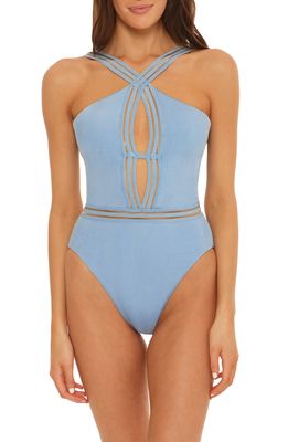 Isabella Rose Queensland High Leg One-Piece Swimsuit in Chambray