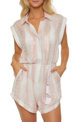 Isabella Rose Villa Metallic Cover-Up Romper in Primrose Pink 