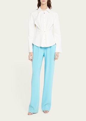 Isabelle Cinched-Waist Button-Front Shirt