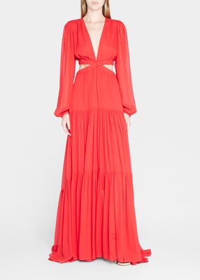 Isabelle Tiered Cut-Out Maxi Dress