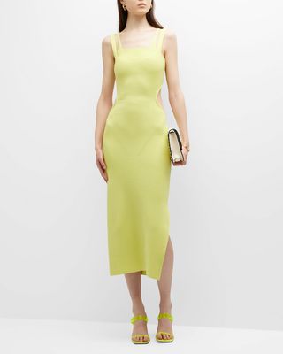 Isadora Cutout Knit Square-Neck Midi Dress