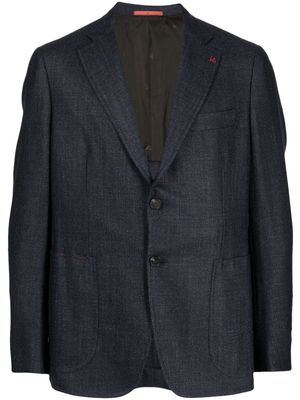 Isaia brooch-detail single-breasted blazer - Blue
