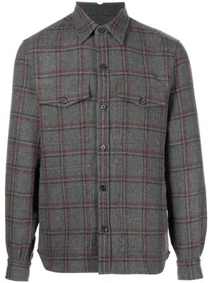 Isaia check-pattern long-sleeve shirt jacket - Grey