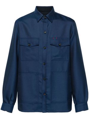 Isaia contrast-stitch buttoned shirt - Blue