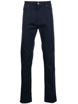Isaia contrast-trim straight trousers - Blue