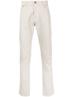 Isaia contrast-trim straight trousers - Neutrals