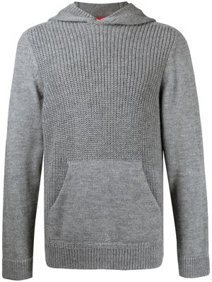 Isaia English-rib knitted hoodie - Grey
