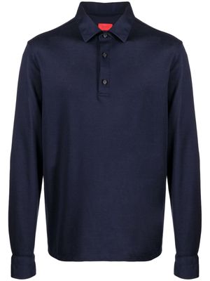 Isaia fine-knit wool polo shirt - Blue