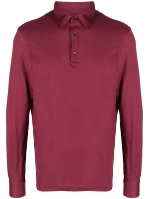 Isaia fine-knit wool polo shirt - Red