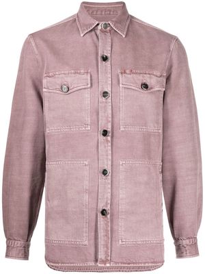 Isaia spread-collar-buttoned overshirt - Purple