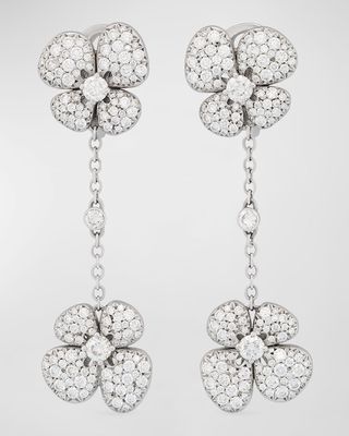Ischia 18K White Gold Diamond Flower Drop Earrings