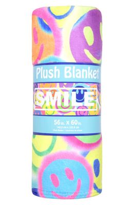 Iscream Spray Paint Smiles Plush Throw Blanket in Multi