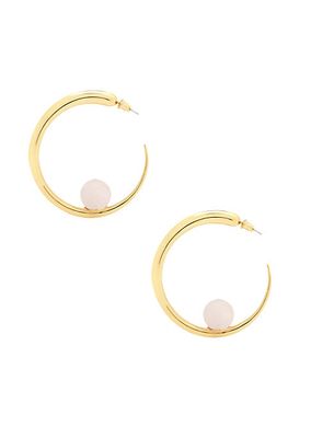 Isha 18K Gold Vermeil & Rose Quartz Hoop Earrings