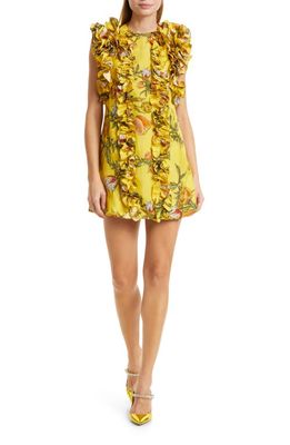Isla & White Lucille Floral Ruffle Minidress in Sunny Flowers