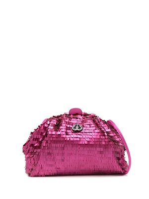 Isla fringed-sequin clutch bag - Pink