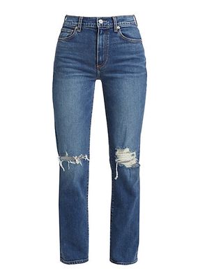 Isla High-Rise Distressed Straight-Leg Jeans