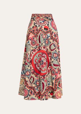 Isla Printed Maxi Skirt with Embroidered Detail