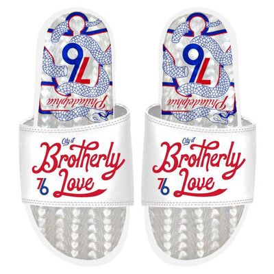 ISLIDE White Philadelphia 76ers 2022/23 City Edition Gel Slide Sandals
