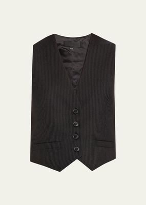 Ismael Pinstripe Tailored Wool Vest