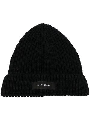 ISO.POETISM logo-patch knitted beanie - Black