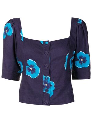 Isolda button-front floral-print blouse - Blue
