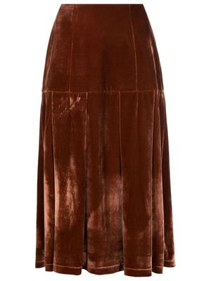 Isolda Cora velvet midi skirt - Brown