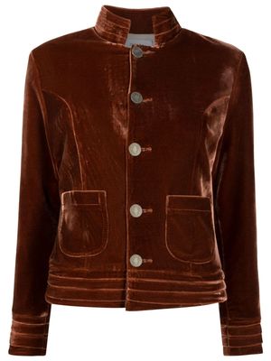 Isolda Ferradura button-up velvet jacket - Brown