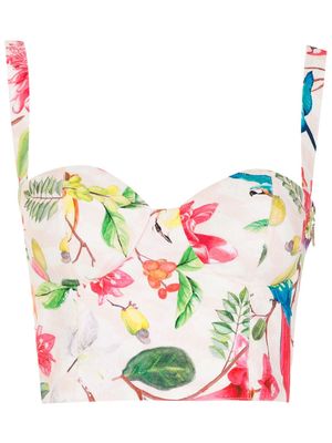 Isolda floral-print corset top - Neutrals