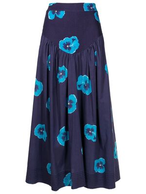 Isolda high-waisted floral-print skirt - Blue