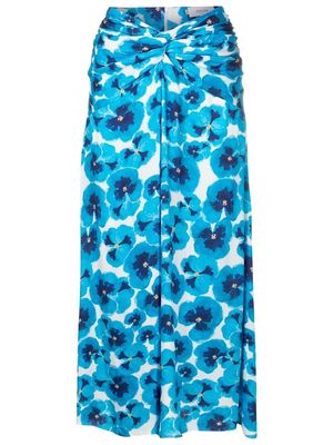 Isolda Kika floral-print twisted skirt - Blue