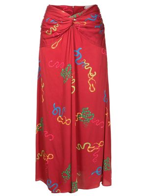 Isolda Kika motif-print twisted skirt - Red