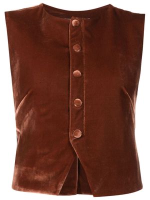Isolda Luisa button-up velvet waistcoat - Brown