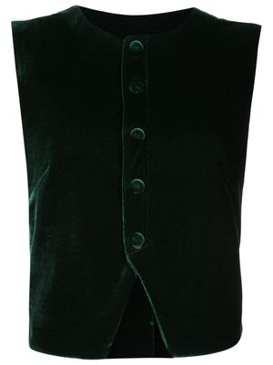 Isolda Luisa button-up velvet waistcoat - Green